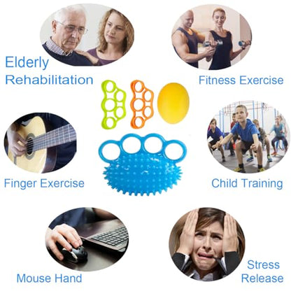 Hand Exercise Balls, Finger Therapy Squeeze Balls for Wrist Pain Relief, Carpal Tunnel, Therapy, Stress Relief, Set of 4