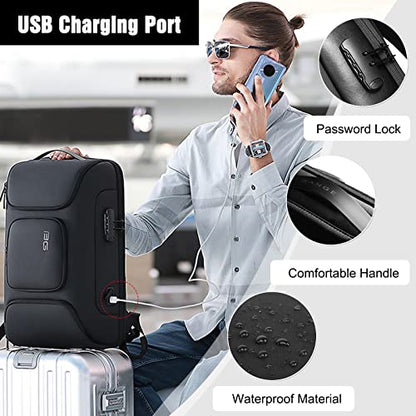 FANDARE Anti-theft Backpack Business Laptop Handbag Travel Large Daypacks fits 15.6 Inch Laptop with USB Charging Port Computer Bag Bookbag for Women Men Waterproof Rucksack Black - color: Black