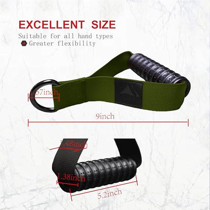 Heavy Duty Gym Workout Handles Attachment for Cable Machine,Resistance Band,Pulley System Home Exercise Equipment, Comfortable and Stronger Grip - color: Military Green XG