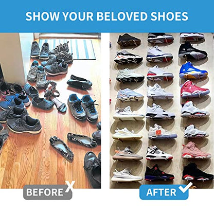 6 PCS Acrylic Floating Shoe Rack Wall Mount Display Shoe Rack Transparent Storage Rack for Home Use Sneaker Display Rack with Screws and Anchors