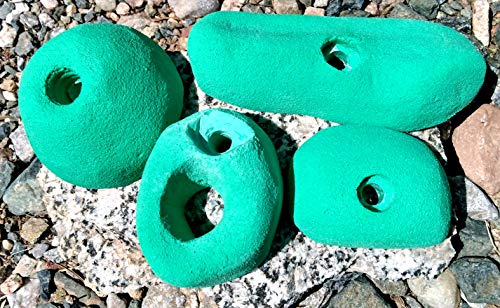 4 Pack Large Polyurethane Bolt-On Rock Climbing Wall Hand Holds - color: green