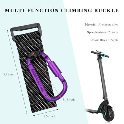 2PCS Hook for Hanging Helmet Goggle Headsets Bags, Heavy Duty Carabiner Clip, Adjustable Strap Hook for Scooter (Purple) - color: Purple
