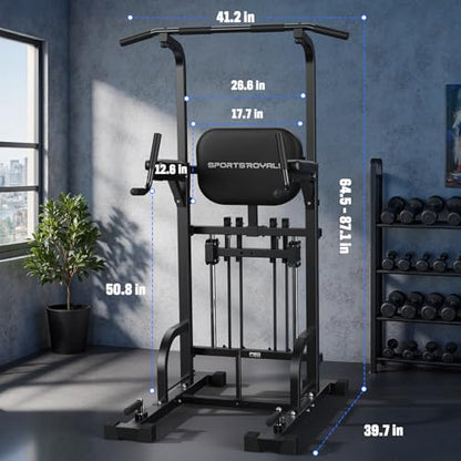Sportsroyals Power Tower Pull Up Bar Station, 450LBS Stable Pull Up Dip Station for Home Gym Strength Training Equipment | FED Fitness - color: Multi