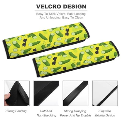 2PCS Breathable Seat Belt Cover for Adults and Children, Most Cars, Novelty Funny Green Pickle Shoulder Harness Cover, Shock Absorption - color: Pattern 1132