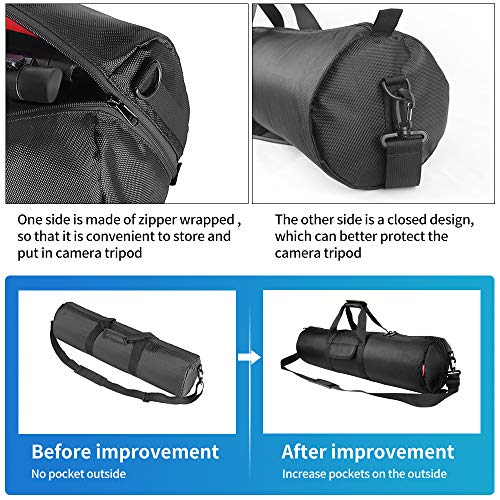 HEMMOTOP Tripod Bag, 25.6x7in Tripod Carrying Case Heavy Duty with Two Zippered Pockets, All Sides Thick Padded Light Stand Bag with Shoulder Strap and Handle for Pool Cue, Speaker Stand -R06518 - size: 25.6" L x 7" D