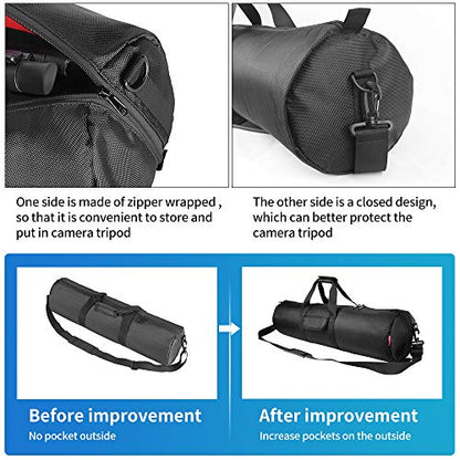 HEMMOTOP Tripod Bag, 25.6x7in Tripod Carrying Case Heavy Duty with Two Zippered Pockets, All Sides Thick Padded Light Stand Bag with Shoulder Strap and Handle for Pool Cue, Speaker Stand -R06518 - size: 25.6" L x 7" D