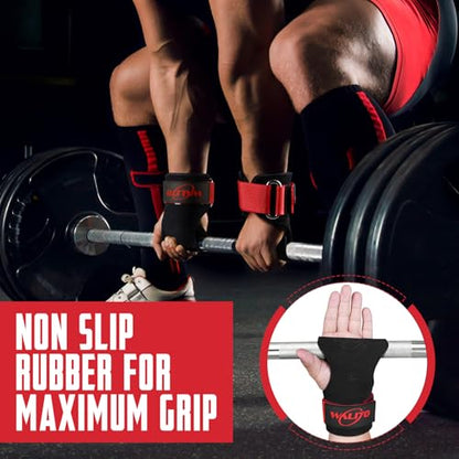 Weight Lifting Wrist Strap，Double Layer Leather Wrist Wraps with Neoprene Padding for Weightlifting & Deadlifts – Adjustable Gym Straps for Men & Women - color: Red