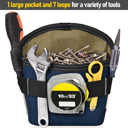 Tool Pouch Nails Screws Bag with Belt Clip (XL, Blue) - color: Blue