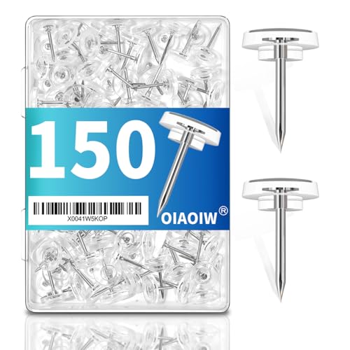 150 PCS Clear Push Pins Tacks Count in Reusable Box for Bulletin Boards and Wall Displays Heavy Duty Plastic Head - color: Clear