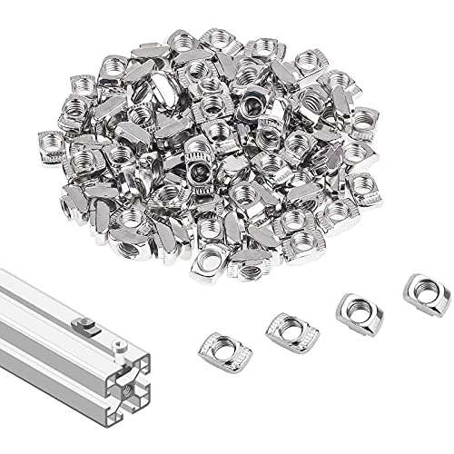 100 Pcs 3030 Series M5 T Nuts, T Slot Nut Hammer Head Fastener Nut, Nickel Plated Carbon Steel Nut for Aluminum Profile (3030 Series M5)