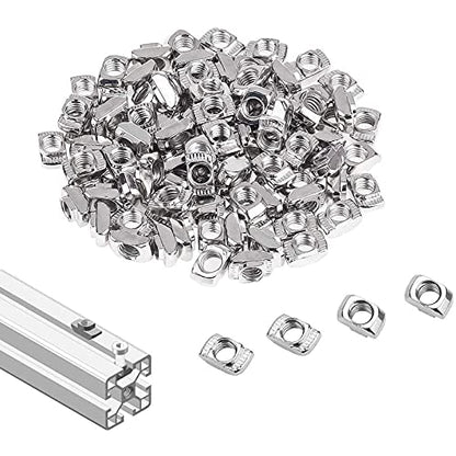100 Pcs 3030 Series M5 T Nuts, T Slot Nut Hammer Head Fastener Nut, Nickel Plated Carbon Steel Nut for Aluminum Profile (3030 Series M5)