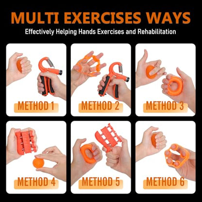 JKSHMYT Grip Strength Trainer Kits (5 Pack), Adjustable Resistance Forearm Strengthener, Hand Gripper Strengthener for Muscle Building