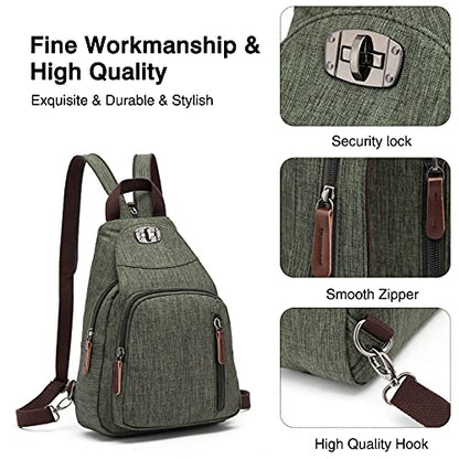 FANDARE Retro Sling Chest Backpack Multipurpose Crossbody Shoulder Bag - color: Armygreen