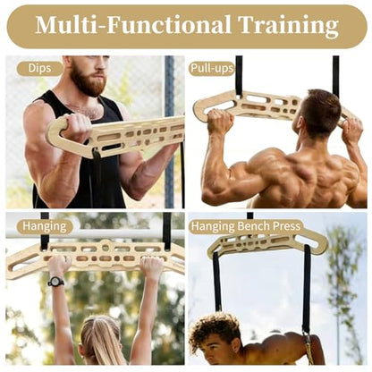 Wooden Hanging Board for Climbing, Multi-Grip Fingerboard for Indoor/Outdoor Fitness Training, Enhances Climbing Power & Grip Strength, Perfect for Adult Fitness Enthusiasts