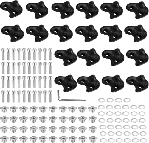 20PCS Black Rock Climbing Holds for Kids Wall,Kids Rock Wall Climbing Holds Set Plastic with Screw Pad and Nut Rock Climbing Holds for DIY Indoor Outdoor Playground - color: Black