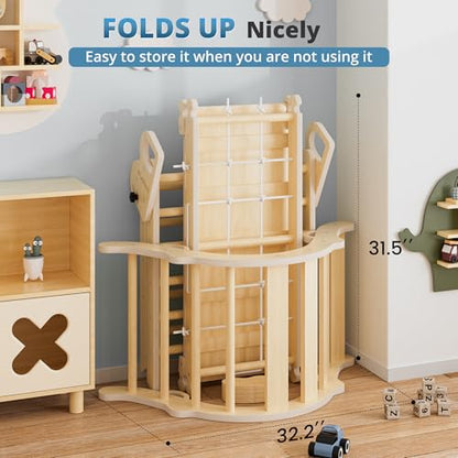 10-in-1 Pikler Triangle Set, Climbing Toys for Kids Natural Rustic - color: Natural Rustic