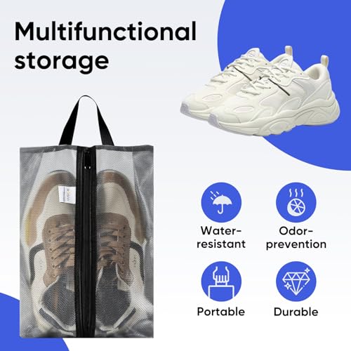 VUSIGN Plus-Sized Travel Shoe Bag, Water-Resistant Shoe Pouch for Gym and Sport, Odor-Resistant Soccer Cleats Bag (Gray, 1-Pack) - size: Plus Size, style: 1 Pc