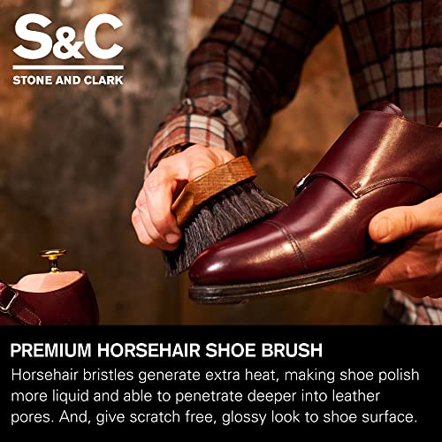 Premium Horsehair Shoe Polish Brush – Handcrafted Beechwood Shoe Brush for Shine and Buffing – Luxurious Shoe Shine Brush with Soft Horsehair Bristles (White) - color: Classic White