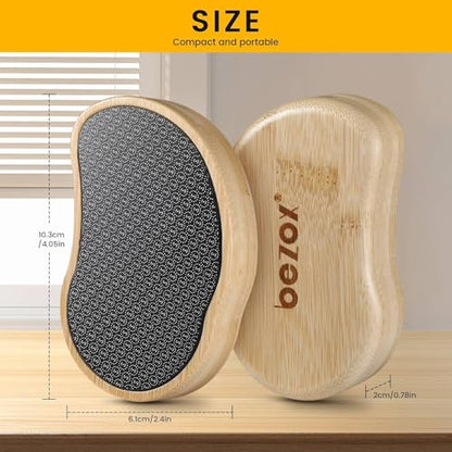 BEZOX Nano-Glass Pumice Stone for Feet Dead Skin, Eco-Friendly Pedicure Foot File Callus Remover - Bamboo Handle