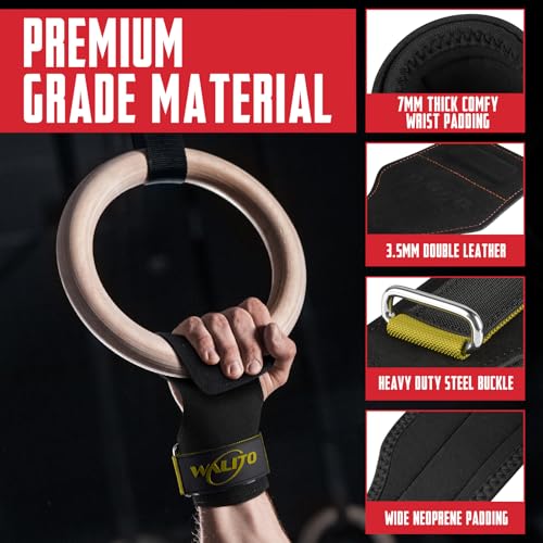 Weight Lifting Wrist Strap，Double Layer Leather Wrist Wraps with Neoprene Padding for Weightlifting & Deadlifts – Adjustable Gym Straps for Men & Women - color: Green