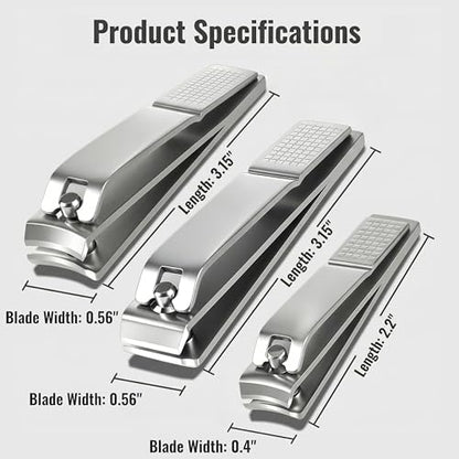 Heavy Duty Nail Clippers Set, Straight & Curved Edge, 3PCS Silver | Large 3.15Inch, Fingernail and Toenail Clippers for Thick Nails, with Nail File ,Nail Trimmer for Men Women Seniors Adults - color: Silver