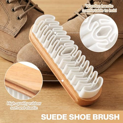 3Pcs Suede Shoe Brush Crepe Applicators Nubuck Leather Cleaner Shoes Shine Dauber Set with Cleaning Eraser Cloth(Style B) - style: Style B