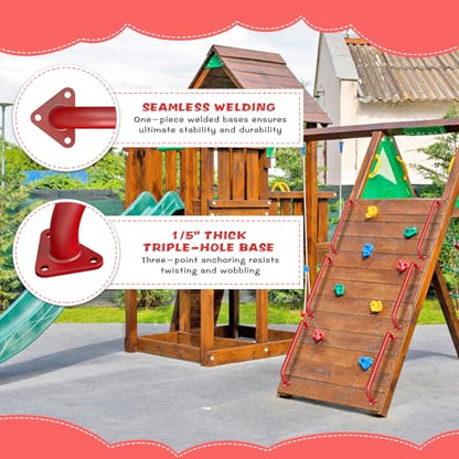 SELEWARE 30" Red Metal Playground Handles Playset Grab Bars Ladder Handle | 500LB 2Pcs Heavy Duty Steel Kids Playground Handles for Indoor/Outdoor Ladder Handrail Swing Set Treehouse Rock Climbing Wall - color: E: 30"-2 Pcs-red