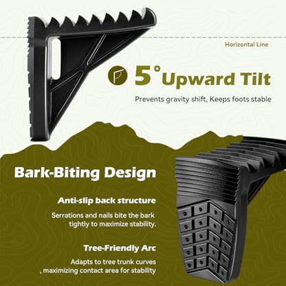Saddle Hunting Platform Steps, Ultra-Light Ring of Steps for Climbing Bow Hunting with 6 Feet Heavy-Duty Strap & Cam Buckle, Ergonomic Anti-Slip Design - size: 6 Pack