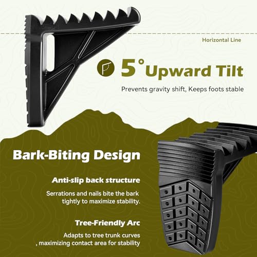 Saddle Hunting Platform Steps, Ultra-Light Ring of Steps for Climbing Bow Hunting with 6 Feet Heavy-Duty Strap & Cam Buckle, Ergonomic Anti-Slip Design - size: 4 Pack