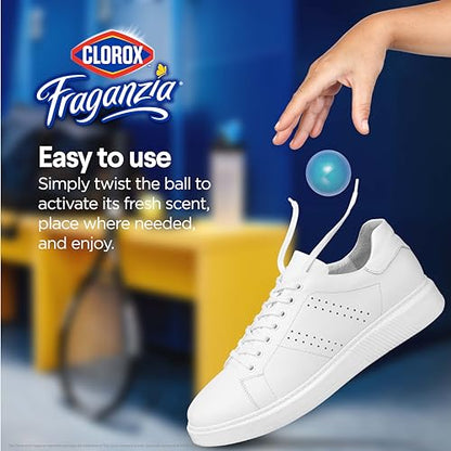 Clorox Fraganzia Deodorizing Balls for Shoes and Small Spaces, Twist-to-Activate No-Plug Odor Refresher Pods for Gym Bags, Lockers, Drawers, and Hampers, Ocean Breeze, 6 Count - size: 6 Count (Pack of 1)