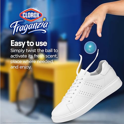 Clorox Fraganzia Deodorizing Balls for Shoes and Small Spaces, Twist-to-Activate No-Plug Odor Refresher Pods for Gym Bags, Lockers, Drawers, and Hampers, Ocean Breeze, 6 Count - 12 Pack - size: 6 Count (Pack of 12)
