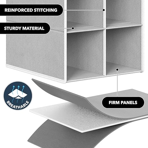 Simple Houseware 20 Section Shelves Hanging Shoes Organizer, Gray | Dual Metal Hooks, 10 Tier, Holds Up to 20 lbs, for Narrow Space - color: Grey