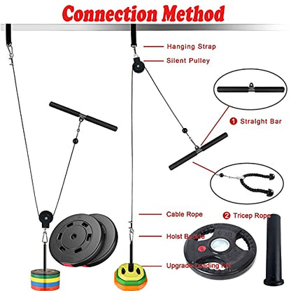 Mtgluk Cable Pulley System Upgraded DIY LAT and Lift Weight Pulley Machine Attachment Home Gym Forearm Wrist Roller for Triceps Pull Downs Biceps Curl Forearm Shoulder - color: Cable 100''+ Sleeve