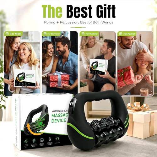 2‑in‑1 Electric Deep Rolling Massager – 8 Speeds, Full Body Muscle Roller for Legs, Calves, Abdomen, Back & Neck , Cellulite-prone Areas, Rechargeable, Handheld Powered Rolling Tool with LCD Display