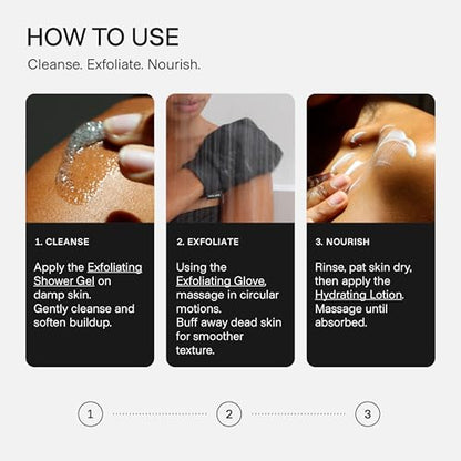 biotyspa Body Spa Kit - Exfoliating Glove, Exfoliating Shower Gel (100ml) & Hydrating Lotion (100ml) with Hyaluronic Acid & Niacinamide - Smooths & Renews for Radiant Skin - 3pc Set - size: Body Spa Kit