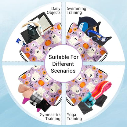 Gymnastics Grip Bag Lightweight Small Drawstring Grip Bags for Gymnasts - color: Halloween Ghost-multi