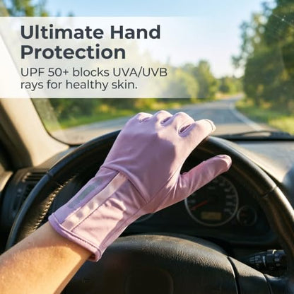 Fingerless Sun Protection Gloves for Women, Driving Gloves, Touchscreen Anti-Slip - color: Beige