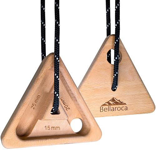 Bellaroca® Portable Hangboard for Rock Climbing – Wooden Climbing Fingerboard with Adjustable Rubber Plates and 12+ Grip Combinations for Bouldering and Finger Strength Training - style: Triangles