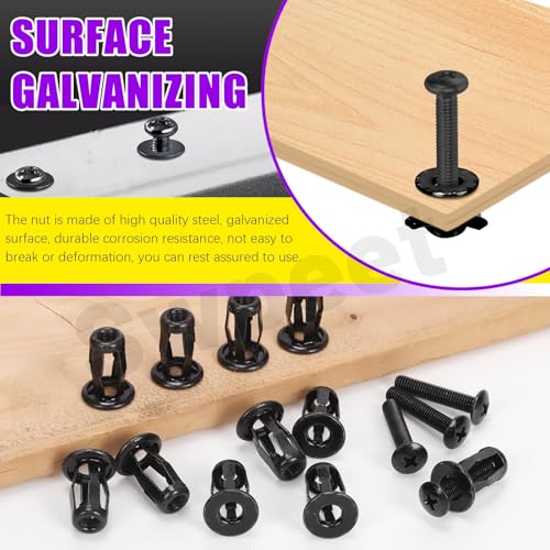 Swpeet 60Pcs M5 Hollow Jack Nuts with Flat Countersunk Head Machine Screws Assortment Kit, Threaded Insert Petal Nuts, Expansion Nut, Nutserts Screws, Flat Head Phillips Screws for Hollow Wall Iron - size: M5