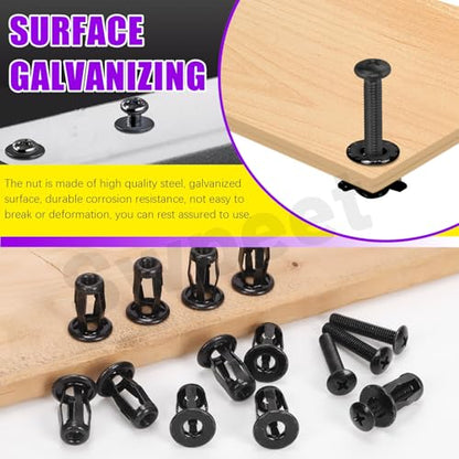 Swpeet 60Pcs M5 Hollow Jack Nuts with Flat Countersunk Head Machine Screws Assortment Kit, Threaded Insert Petal Nuts, Expansion Nut, Nutserts Screws, Flat Head Phillips Screws for Hollow Wall Iron - size: M5