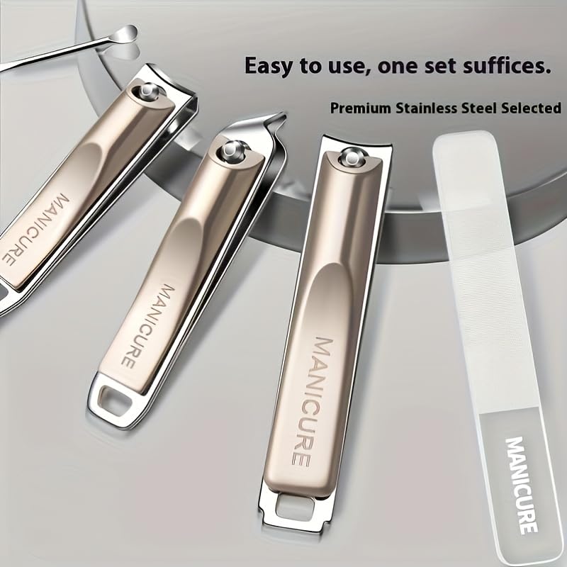 5Pcs Carbon Steel Nail Clippers Set Heavy Duty Sharp Tools for Thick Nails Manicure Pedicure Kit with Travel Case