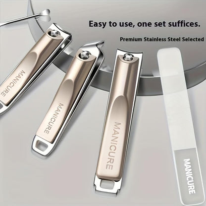 5Pcs Carbon Steel Nail Clippers Set Heavy Duty Sharp Tools for Thick Nails Manicure Pedicure Kit with Travel Case