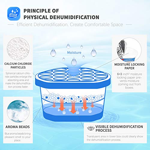 Vacplus Moisture Absorber, 10.5 OZ, Strong Absorption, Ocean Scent | Closet, Bathroom, Car, Odor Eliminator, Dehumidifier Bucket, 6 Pack - size: 10.5OZ