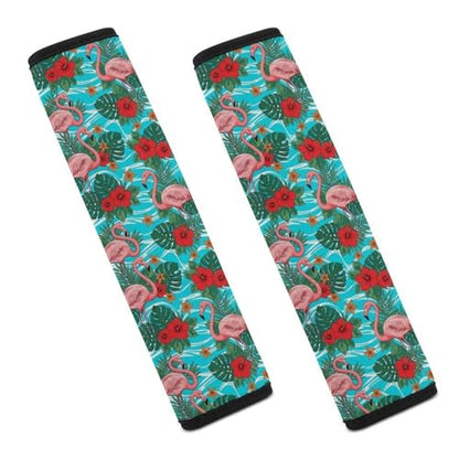 2 Pack Hawaiian Pink Flamingo Flower Seat Belt Shoulder Pad Universal Soft and Comfortable Seat Belt Covers Cushion for Kids, Most Cars, Comfortable Driving - color: Pattern 85