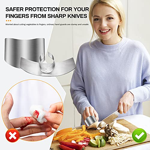 Niupiour Finger Guards for Cutting Food, Kitchen Tool Finger Shield | Steel Finger Protector for Slicing, Dicing and Chopping Vegetables, Protect from Knife Cutting, Knife Guard Saver, 4 Pack