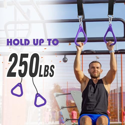 LadyRosian Trapeze Bar Swing Monkey Bars Hanging Ninja Rings Warrior Slackline Obstacle Course Kits for Kid Playground Equipment Accessories (Purple) - color: Purple