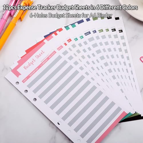 SKYDUE Budget Binder, Money Saving Binder with Zipper Envelopes, Cash Envelopes and Expense Budget Sheets for Budgeting (White/Black) - color: White/Black