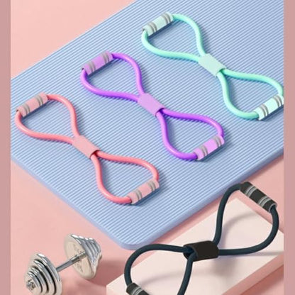 ANIS·KEAAR 3 Colors Figure 8 Resistance Band - Elastic Fitness Rope for Arm, Back, Shoulder & Full-Body Workouts and Foot, Leg, Hand Stretcher for Yoga, Pilates, Physical Therapy & Home Gym Exercise.