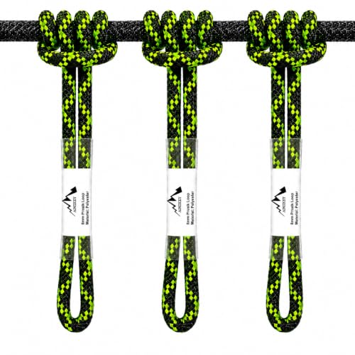 8mm (5/16") Sewn Prusik Loop 18 Inches / 24 Inches - Ideal for Arborist, Firefighting, Rigging, and Rescue Gear Fluorescent Green | 24 inch | Pack of 3 - color: Fluorescent Green | 24 Inch | Pack of 3