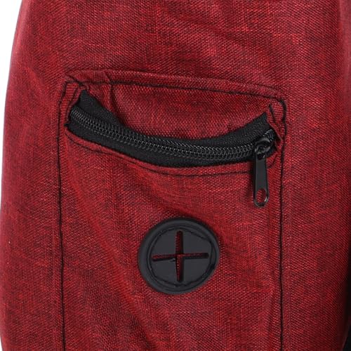 DECHOUS Chalk Bag for Climbing and Bouldering with Adjustable Waist Belt, Storage Pockets, Wine Red Sturdy Fabric, Rock Climbing and Gymnastics Grip Accessory